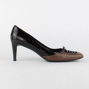 Balenciaga Patent Snake-Embossed Leather Cutout Lace Pumps